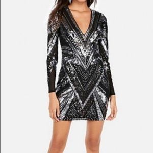 Sequin metallic mini dress